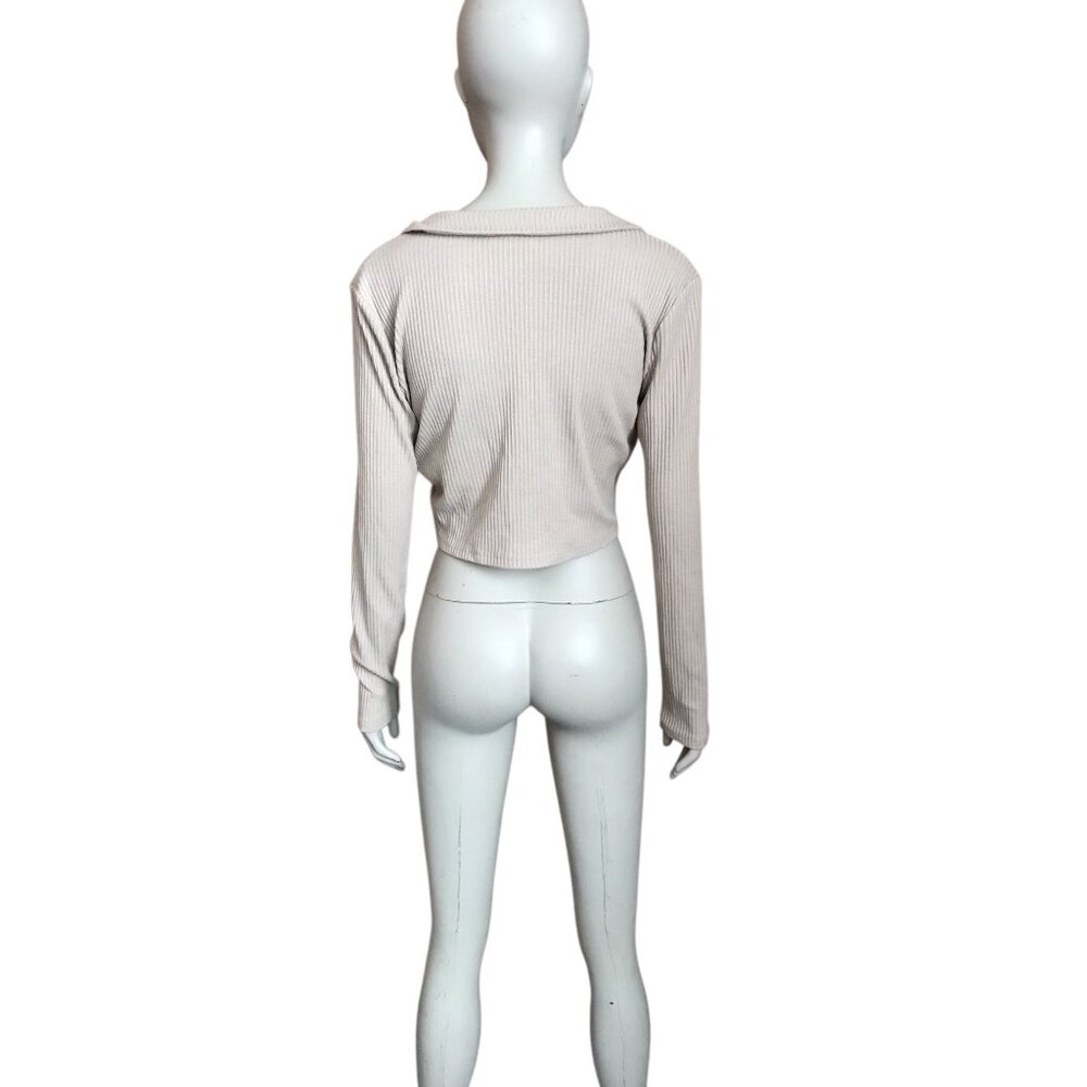 Princess Polly Tan Ribbed Cropped Jacket - Picture 4 of 5